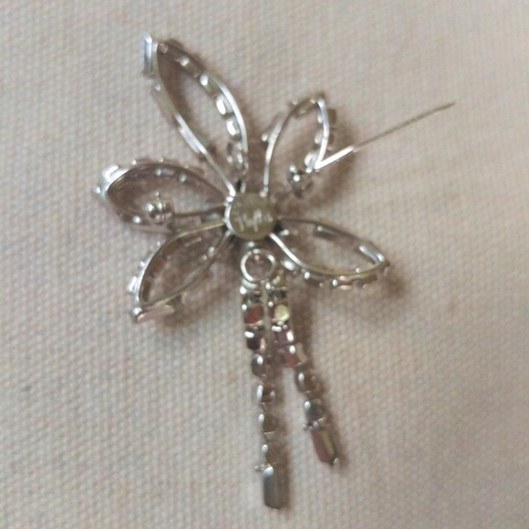 Vintage PHYLLIS STERLING SILVER CRYSTAL RHINESTONE PIN PENDANT - Picture 3 of 8